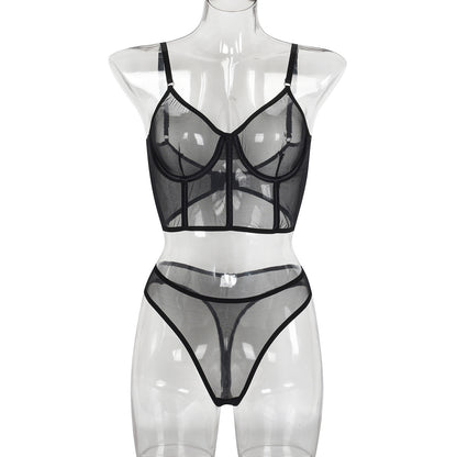 Mesh Gathered See-through Comfortable Plastic Bones Shapewear Suit