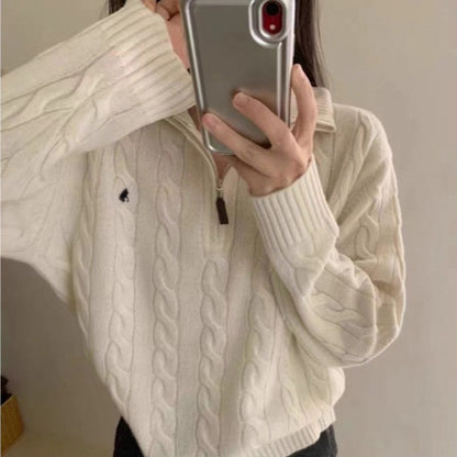 Twist Design Pure Color All-matching Soft Glutinous Fashionable Long Sleeve Knitted Top