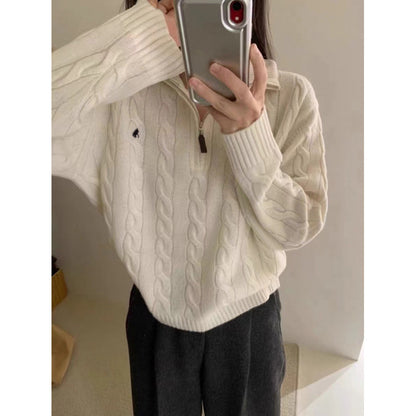 Twist Design Pure Color All-matching Soft Glutinous Fashionable Long Sleeve Knitted Top